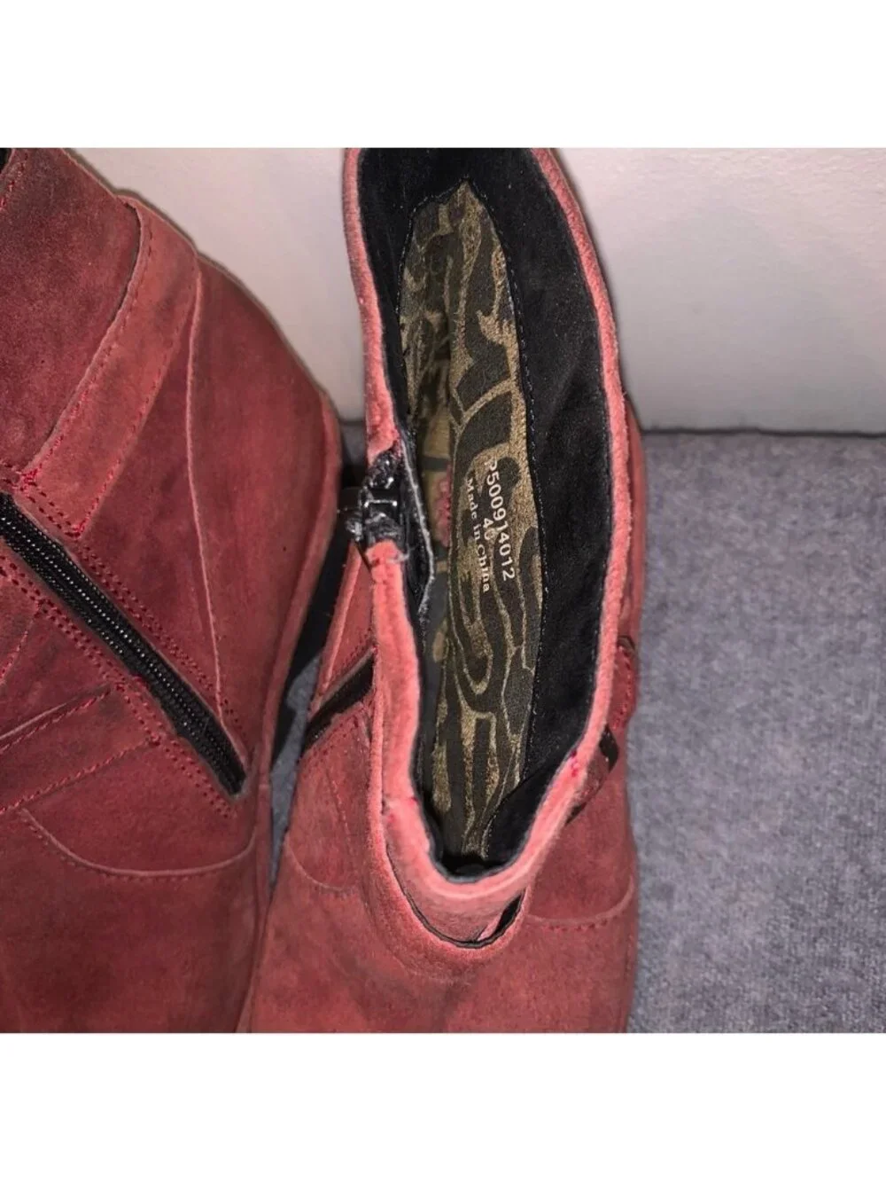 Fly London Red Suede Leather Wedge Ankle Booties 40